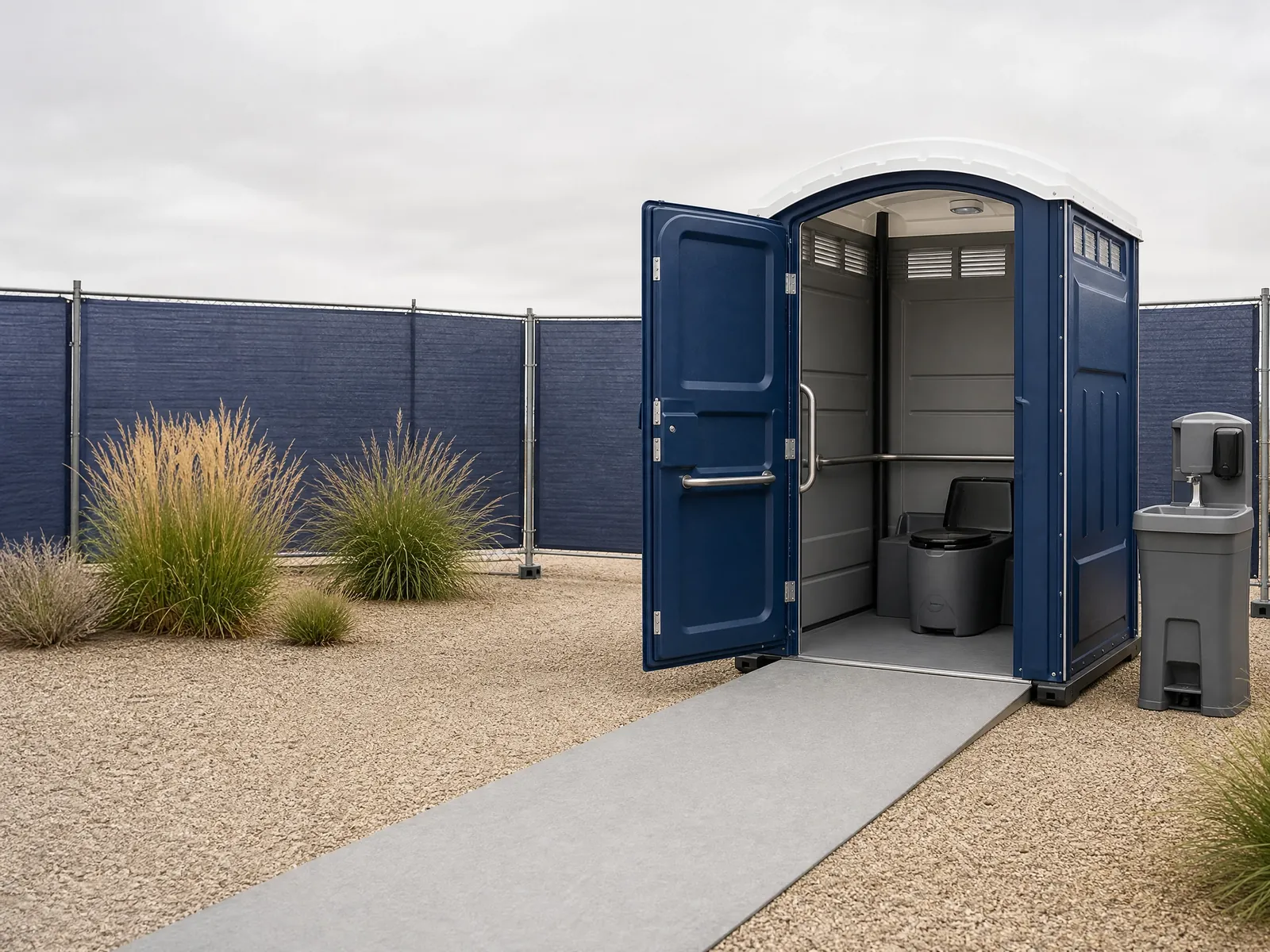Restroom Trailers portable sanitation setup